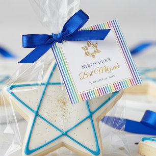 Farbenfroher Davidstern Regenbogenstreifen Geschenkanhänger