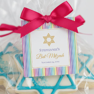 Farbenfroher Davidstern Regenbogenstreifen Geschenkanhänger