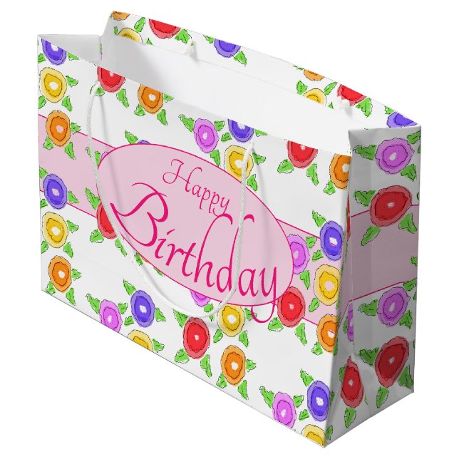 Farbenfroher Designer Große Geschenktüte (Rückseite Schrägansicht)