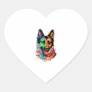 Farbenfroher Deutscher Schäferhund Herz-Aufkleber