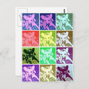 Farbenfroher deutscher Schäferhund Pop Vertikal Postkarte