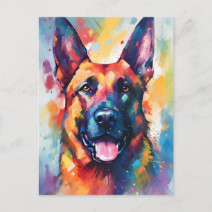 Farbenfroher Deutscher Schäferhund Postkarte