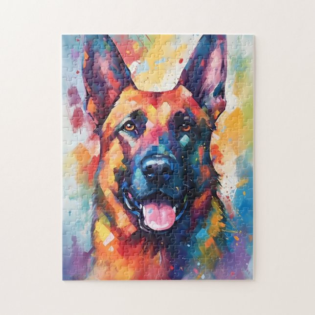 Farbenfroher Deutscher Schäferhund Puzzle (Vertikal)