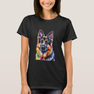 Farbenfroher Deutscher Schäferhund Wasserfarbe-Spl T-Shirt