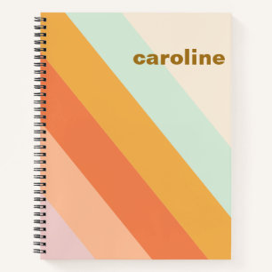 Farbenfroher diagonaler Streifen Retro Pastell Per Notizbuch