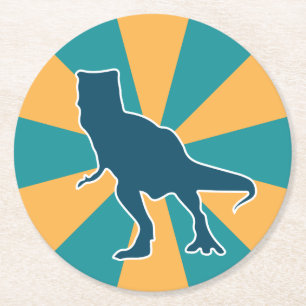 Farbenfroher Dinosaurier T-rex Jurassik tierischer Runder Pappuntersetzer