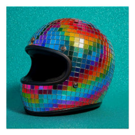 Farbenfroher Disco-Helm-Druck. Poster