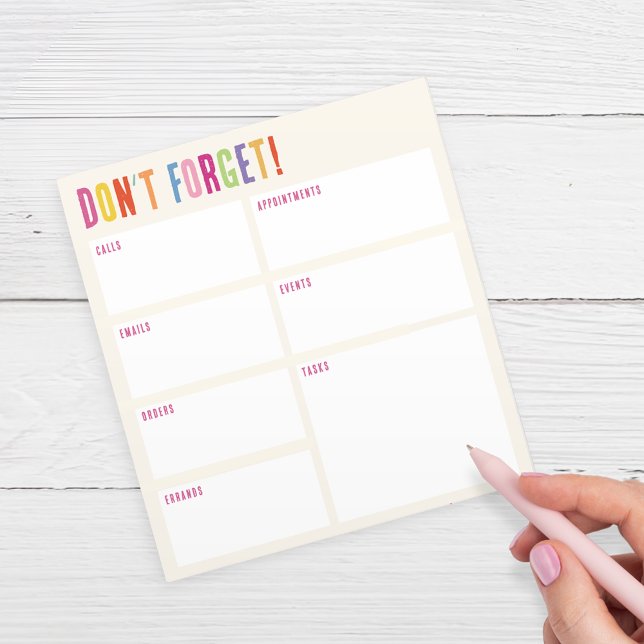 Farbenfroher Don’t Forget Planner Notizblock (Von Creator hochgeladen)