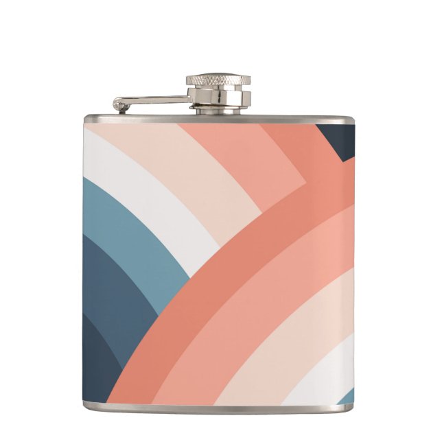 Farbenfroher doppelter Retro-Regenbogenstil Flachmann (Vorderseite)