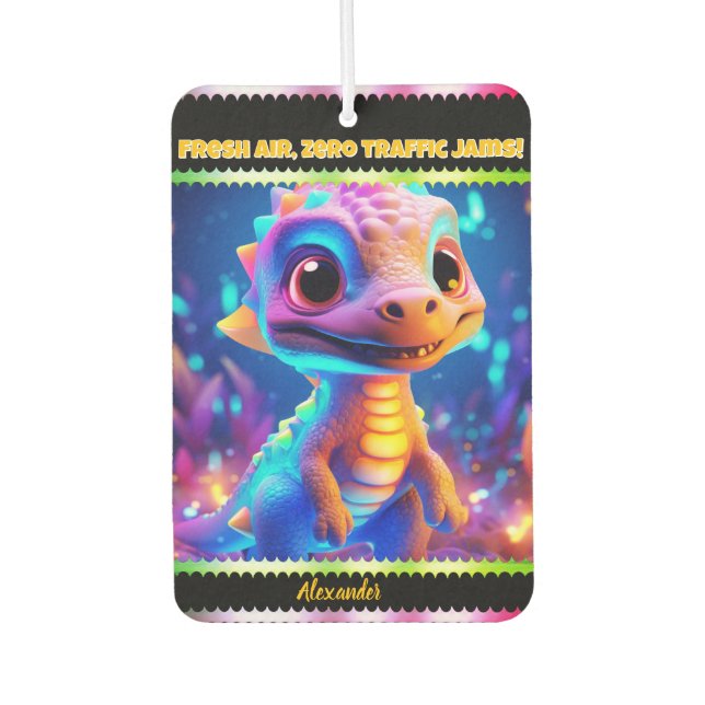 Farbenfroher Drache in einer skurrilen Szene Autolufterfrischer (Vorderseite)