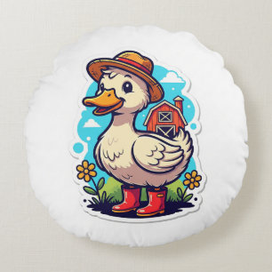Farbenfroher Duck T - Shirt Rundes Kissen