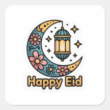 Farbenfroher Eid Mubarak Halbmond Aufkleber