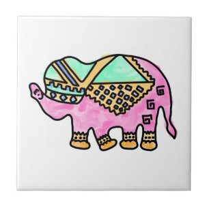 Farbenfroher Elefant, moderne Aquarell Fliese