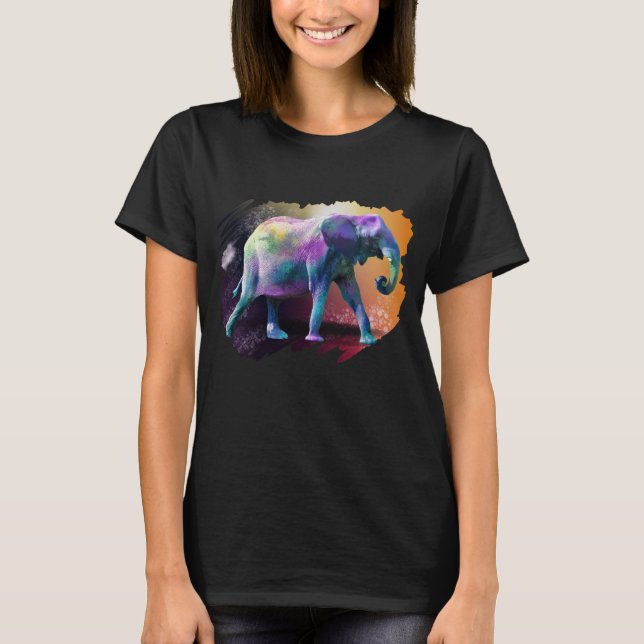 Farbenfroher Elefant T - Shirt (Vorderseite)