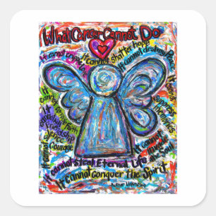 Farbenfroher Engel, was Krebs nicht Gedicht Aufkle Quadratischer Aufkleber