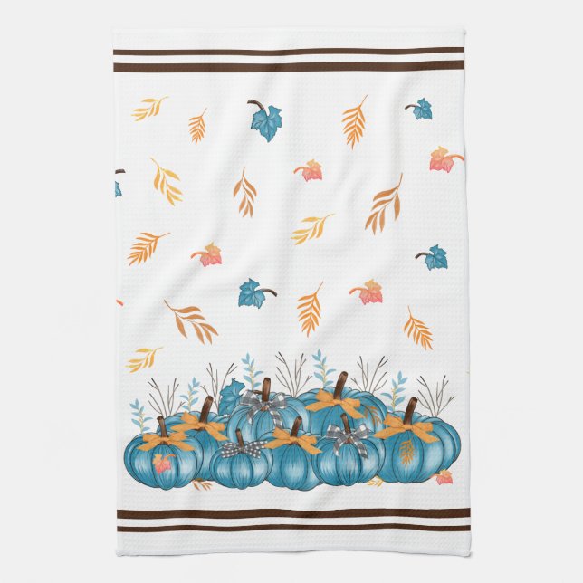 Farbenfroher Fall Blue Pumpkins Küchentücher (Vertikal)