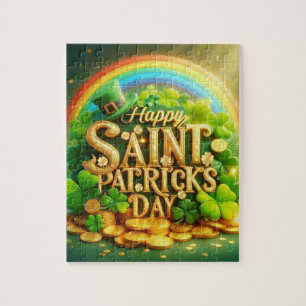 Farbenfroher, fantasievoller Regenbogen St. Patric Puzzle