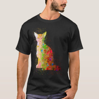 Farbenfroher Farb-Spritzer Süße Bengal Katze T-Shirt