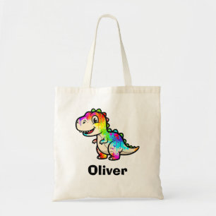 Farbenfroher Farbklecks-Dinosaurier Tragetasche