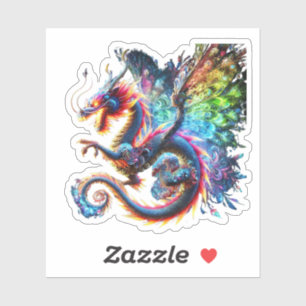 Farbenfroher Feuerdrache Aufkleber