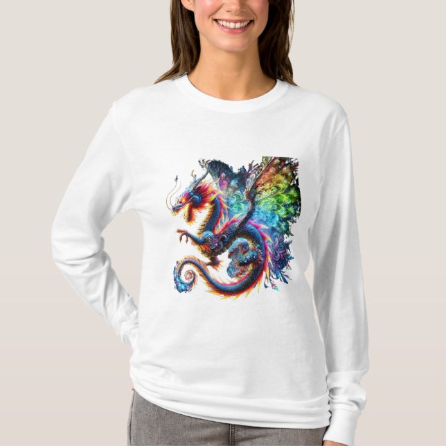 Farbenfroher Feuerdrache T-Shirt (Vorderseite)