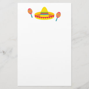 Farbenfroher Fiesta-Sombrerohut Maracas Briefpapier