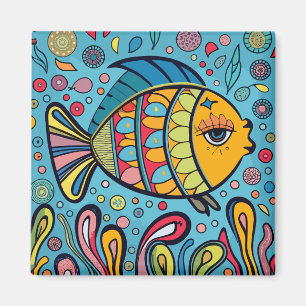 Farbenfroher Fisch im Riff Magnet