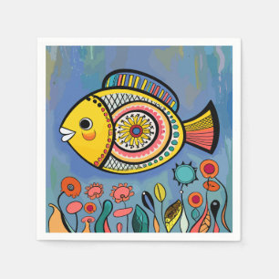 Farbenfroher Fisch im Riff Serviette