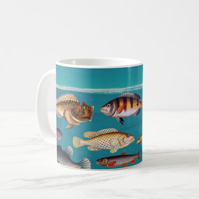 Farbenfroher Fisch unter blauem Meer Kaffeetasse (Vorderseite Links)