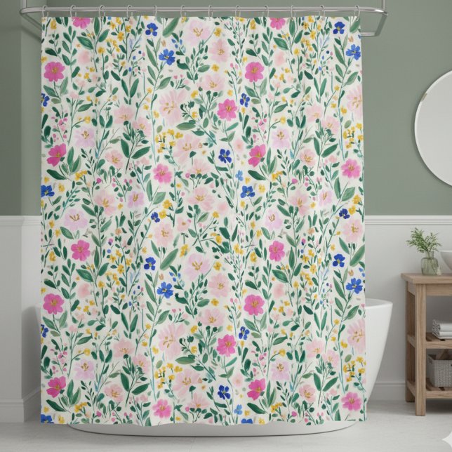 Farbenfroher floraler Duschvorhang (elegant preppy colorful floral garden shower curtain)