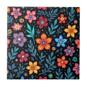 Farbenfroher floraler Knopf Hintergrund Fliese