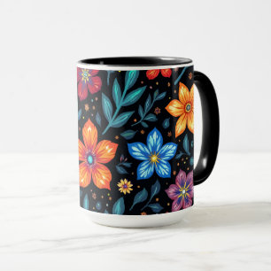 Farbenfroher floraler Knopfhintergrund Tasse