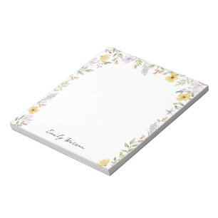 Farbenfroher floraler personalisierter Name Notizblock