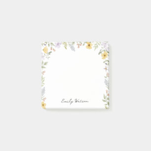 Farbenfroher floraler personalisierter Name Post-it Klebezettel