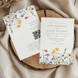 Farbenfroher floraler QR-Code-Hochzeit Einladung