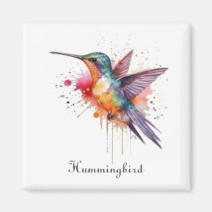 Farbenfroher Flug, Wasserfarben-Kolibri individuel Magnet