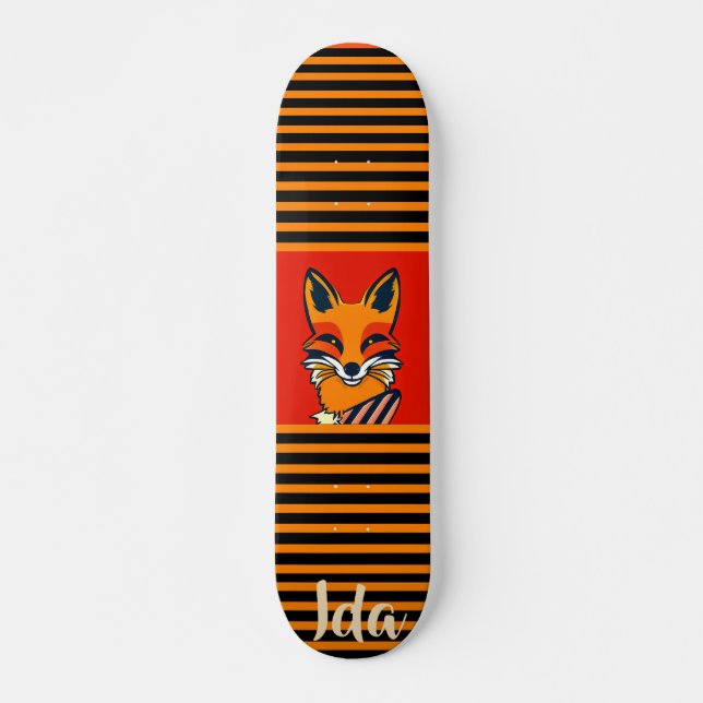 Farbenfroher Fox Funny Personalisiert Skateboard (Vorne)