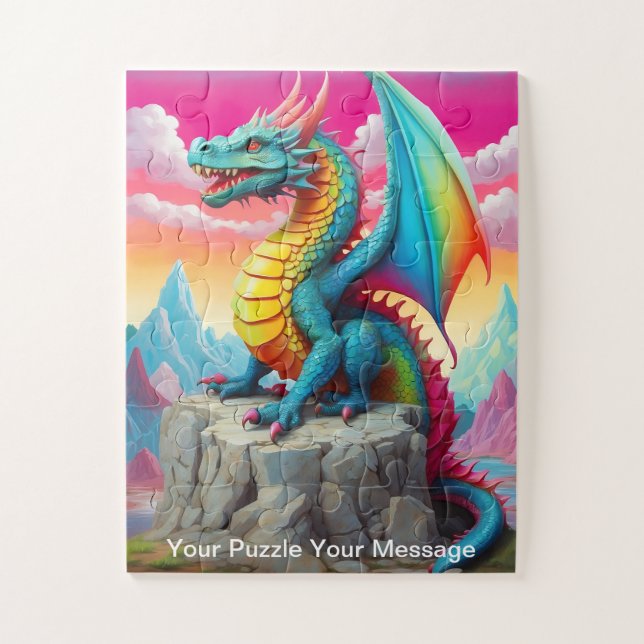 Farbenfroher, freundlicher Drache für Kinder Puzzle (Vertikal)