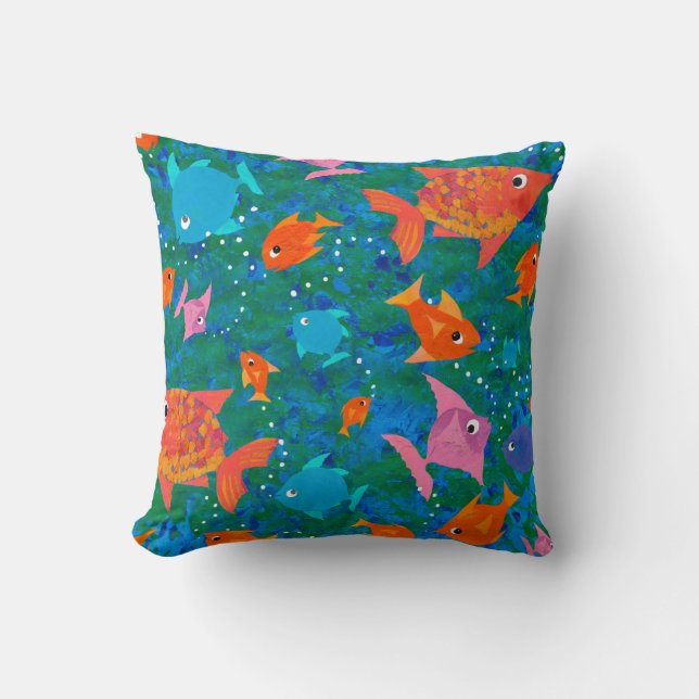 Farbenfroher Fun Fish im Meer Kissen oder Kissen (Vorderseite)