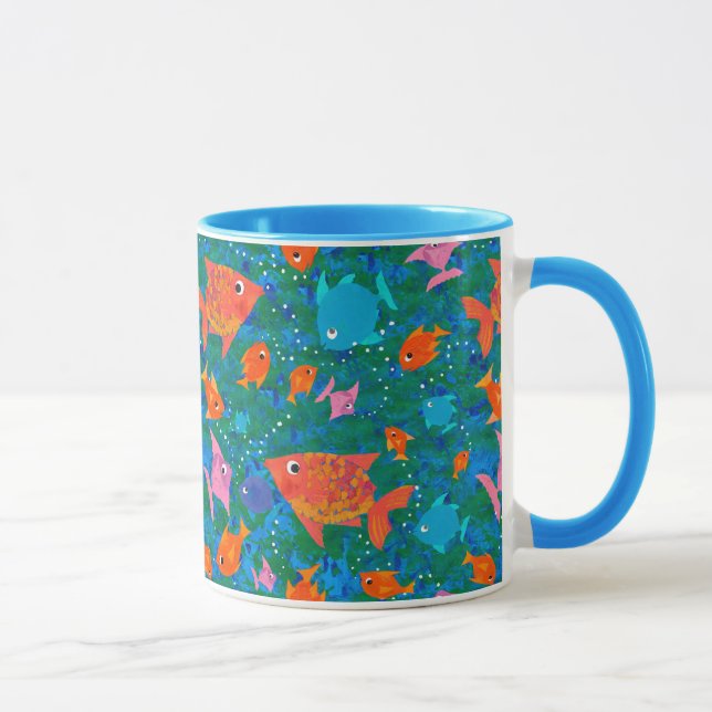 Farbenfroher Fun Fish in Sea Ringer Tasse (Rechts)