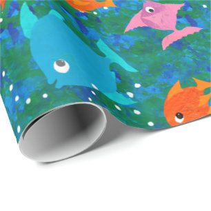 Farbenfroher Fun Fish in Sea Wrapping Paper Geschenkpapier