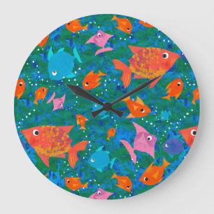 Farbenfroher Fun Fish in the Sea Wall Clock Große Wanduhr