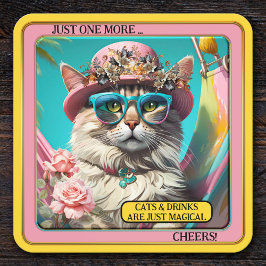 Farbenfroher Funny Magic Cat Untersetzer