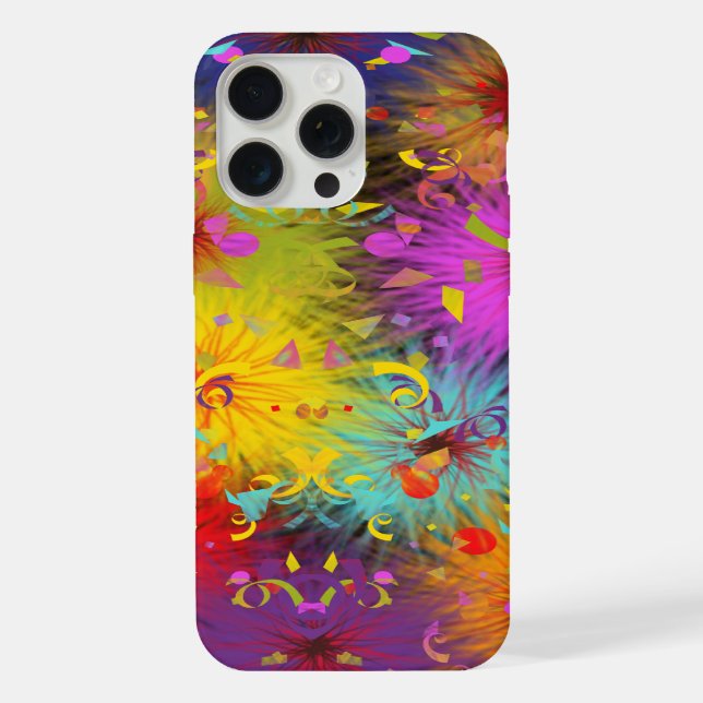 Farbenfroher Fuzzy-Splat und Konfetti iPhone Hülle (Rückseite)