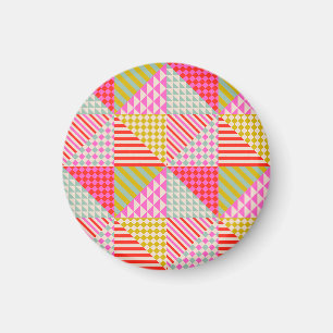 Farbenfroher geometrischer Patchwork-Kühlschrankma Magnet