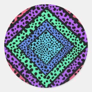 Farbenfroher geometrischer Regenbogen Gepard Tierd Runder Aufkleber