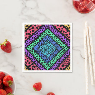 Farbenfroher geometrischer Regenbogen Gepard Tierd Serviette