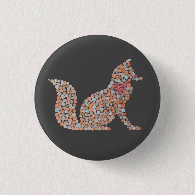 Farbenfroher gepunkteter Fuchs Button (Vorderseite)