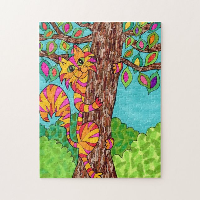 Farbenfroher gestreifter Katzenbaum Niedlicher Spa Puzzle (Vertikal)