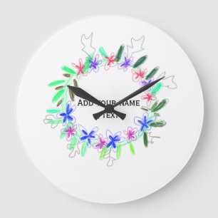 farbenfroher Girlanden-Kranz Weihnachten waadd Nam Große Wanduhr